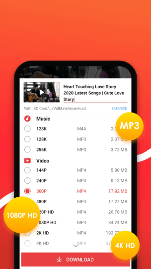 Audio and video download screenshot
